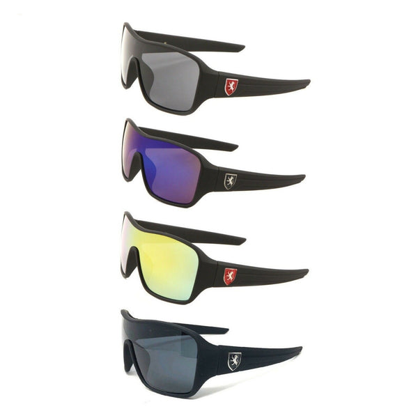Khan Soft Rubber Oversized Shield Wrap Around Sunglasses