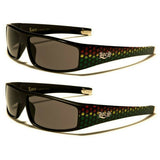 Locs Slim Rectangular Rasta Marijuana Weed Leaf Wrap Around Sunglasses