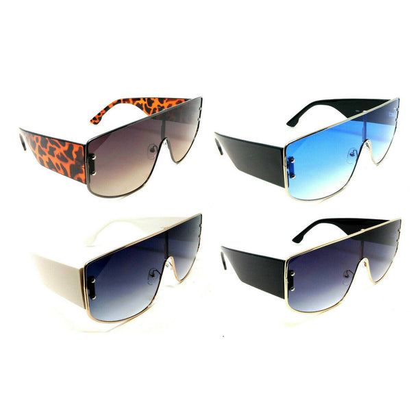 Oversized XL Wrap Around One Piece Lens Shield Aviator Sunglasses