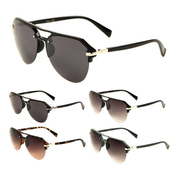 Luxury Half Rim Retro Pilot Aviator Sunglasses