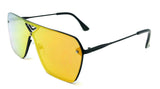 Oversized Rimless Square Flat Top One Piece Shield Lens Aviator Sunglasses