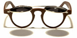 Flip Up Round Metal & Faux Wood Frame Steampunk Sunglasses