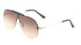 Shield Outdoorsman Floating Flat Lens Aviator Sunglasses w/Brow Bar
