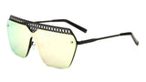Womens Oversized Metal Mesh Grill Shield One Piece Lens Sunglasses