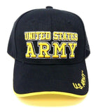 United States Army Black & Yellow Text Logo Adjustable Hat