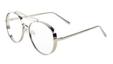 Thick Bold Metal Luxury Aviator Sunglasses w/ Clear Lenses