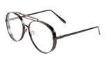 Thick Bold Metal Luxury Aviator Sunglasses w/ Clear Lenses