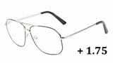 Elite Classic Casual Square Luxury Pilot Aviator Readers Reading Glasses