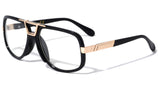 Gazelle Deejay Square Hip Hop Luxury Sunglasses w/ Clear Lenses