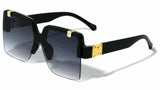 Grandiose Oversized Rimless Square Shield Flip Up Luxury Sunglasses