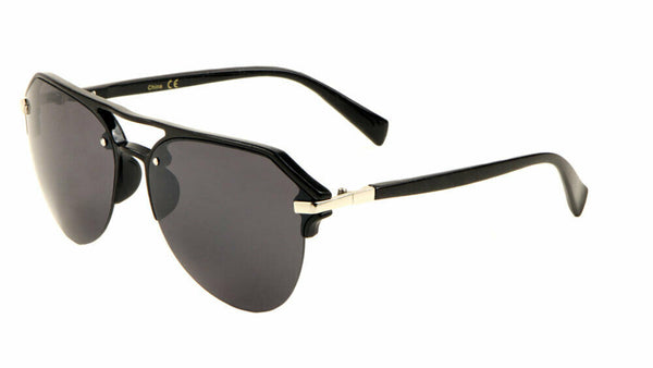 Luxury Half Rim Retro Pilot Aviator Sunglasses