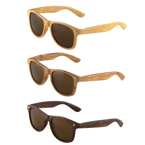 Faux Bamboo Wood Print Classic Square Retro Sunglasses