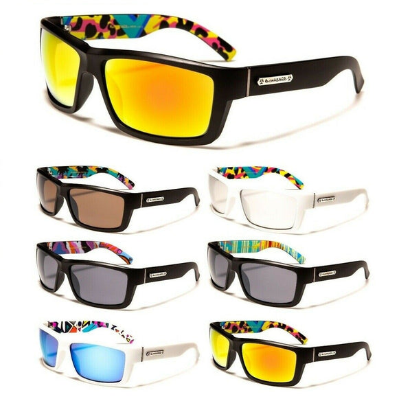 Biohazard Abstract Wrap Around Rectangular Sport Sunglasses