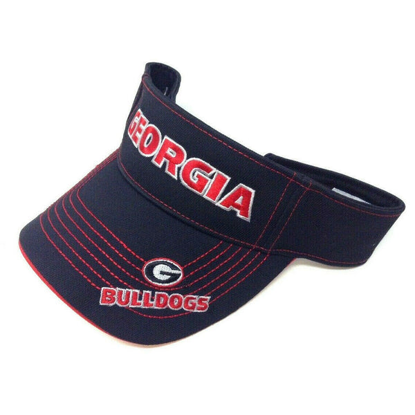 University Of Georgia Bulldogs Text Logo Black Sun Visor Hat