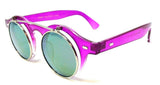 Cool Flip Up Round Clear Circle Lens Retro Steampunk Luxury Sunglasses