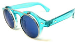 Cool Flip Up Round Clear Circle Lens Retro Steampunk Luxury Sunglasses