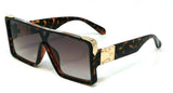 Oversized Square One Piece Shield Lens Luxury Aviator Sunglasses