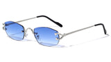 Savant Slim Rimless Geometric Oval Aviator Sunglasses