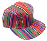 Tribal Native American Mixed Prints Fabric 5 Panel Strapback Camper Hat