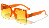 Grandiose Oversized Rimless Square Shield Flip Up Luxury Sunglasses