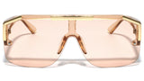 XL Oversized Luxury Semi Rimless One Piece Shield Lens Aviator Sunglasses