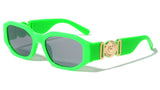 Slim Oval Gold Tiger Medallion Luxury Biggie Sunglasses