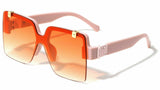Grandiose Oversized Rimless Square Shield Flip Up Luxury Sunglasses