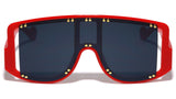 Thick Bold Oversized Square Shield Aviator Luxury Sunglasses