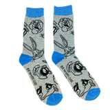 Looney Tunes Cartoon Character Faces All Over Print Knit Crew Socks