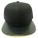 Black Crown Faux Alligator Skin Flat Bill Snapback