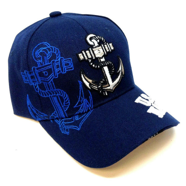 US United States Navy 3D Anchor Logo Blue Adjustable Hat