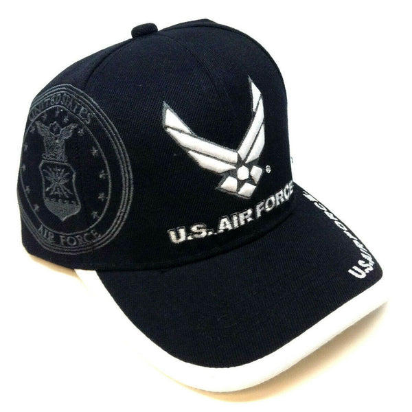 United States Air Force 3D Wings Logo Black Adjustable Hat