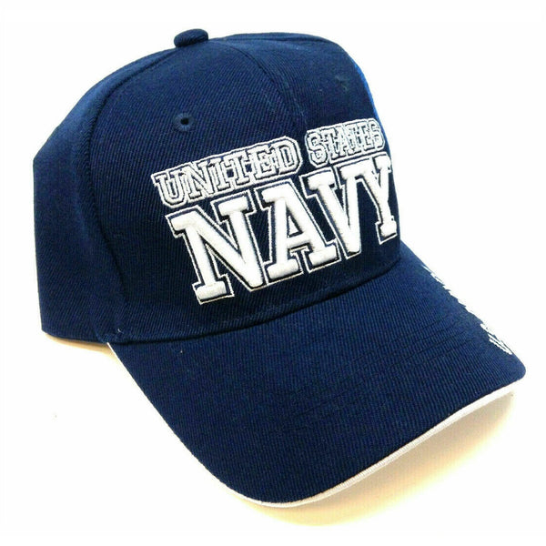 United States Navy 3D Text Blue Adjustable Hat