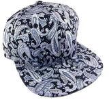 Paisley Bandana Grey & Black All Over Print Floral Snapback
