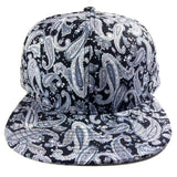 Paisley Bandana Grey & Black All Over Print Floral Snapback