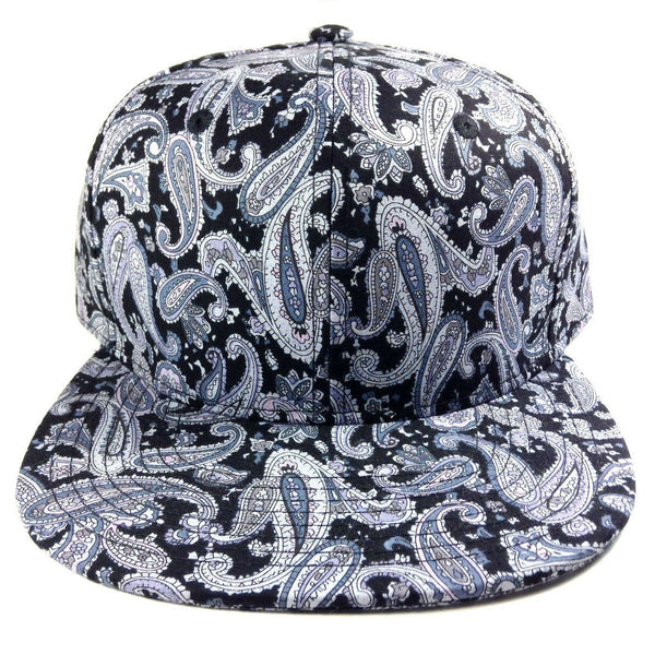 Paisley Bandana Grey & Black All Over Print Floral Snapback