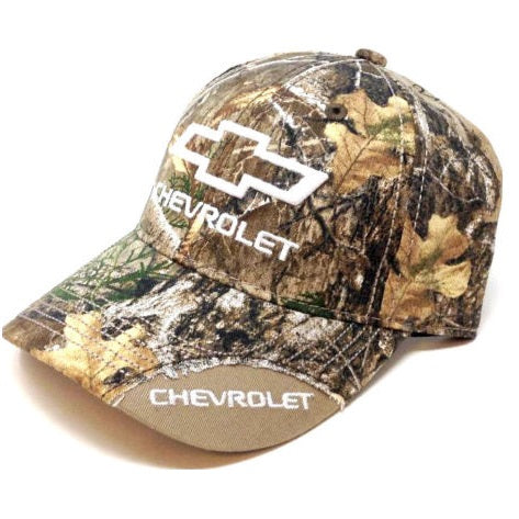Chevrolet Wedge 3D Embroidered Bow Tie Text Logo Realtree Camo Adjustable Hat