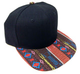 Black Crown Brown & Red Aztec / Navajo All Over Print Bill Snapback