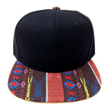 Black Crown Brown & Red Aztec / Navajo All Over Print Bill Snapback