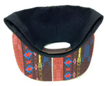 Black Crown Brown & Red Aztec / Navajo All Over Print Bill Snapback