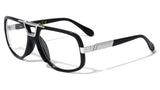 Gazelle Deejay Square Hip Hop Luxury Sunglasses w/ Clear Lenses