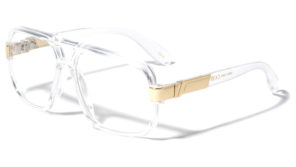 Gazelle Swag Square Oversized Hip Hop Luxury Sunglasses w/ Clear Lenses