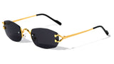 Savant Slim Rimless Geometric Oval Aviator Sunglasses