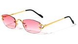 Savant Slim Rimless Geometric Oval Aviator Sunglasses