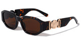 Slim Oval Gold Tiger Medallion Luxury Biggie Sunglasses