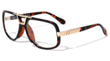 Gazelle Deejay Square Hip Hop Luxury Sunglasses w/ Clear Lenses