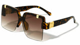 Grandiose Oversized Rimless Square Shield Flip Up Luxury Sunglasses