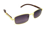 Apprentice Slim Rectangular Metal & Faux Wood Luxury Sunglasses