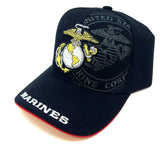 United States Marine Corps Black 3D Anchor Globe Logo Adjustable Hat