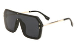 Techno Flat Top One Piece Lens Retro Shield Aviator Sunglasses